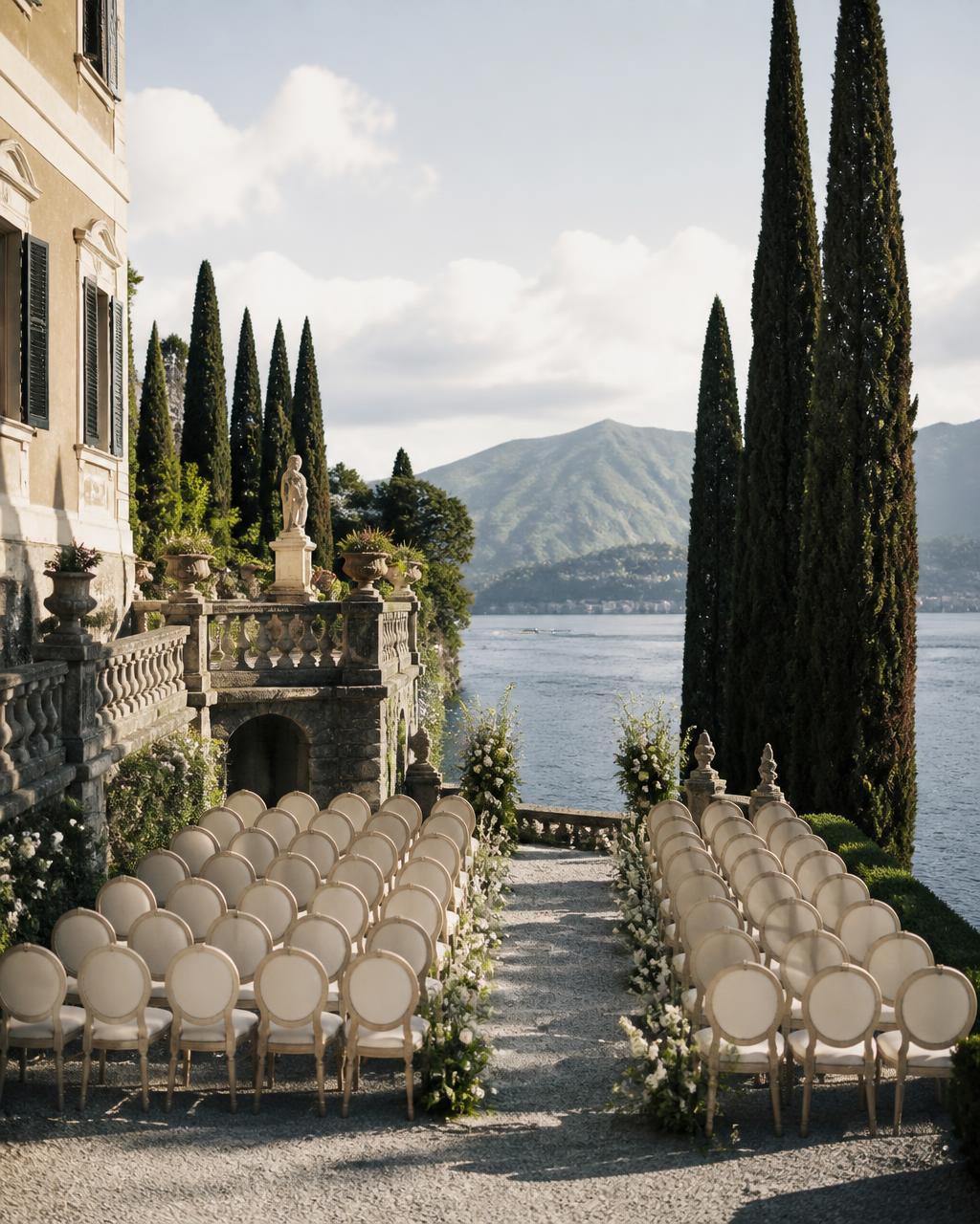 Lakeside ceremony terrace at Villa del Balbianello